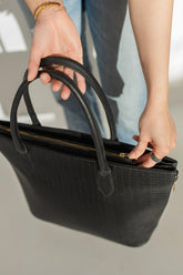 Side Zip Tote Bag - Black